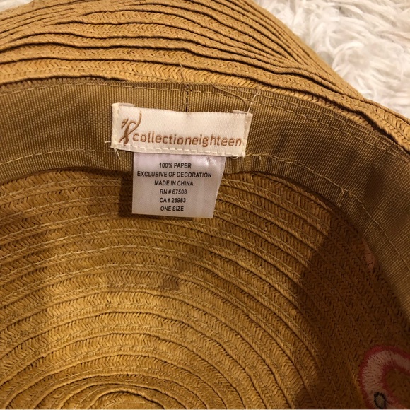 Embroidered Flamingo Pom Pom Straw Hat OS - Picture 4 of 5